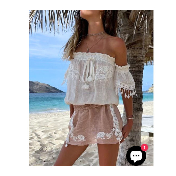 Vanita Rosa Dress small s/m Linen Applique embroidered Tie Peplum Waist Lace - Picture 2 of 16